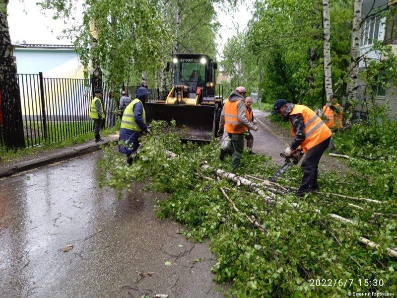 ​В Мотовилихе убирают поваленные ветром деревья