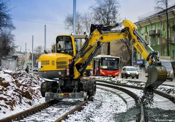 На улице Уральской отремонтирован один километр трамвайных путей